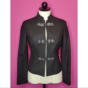 Tory Burch Charcoal Wool Military Blazer Jacket 2